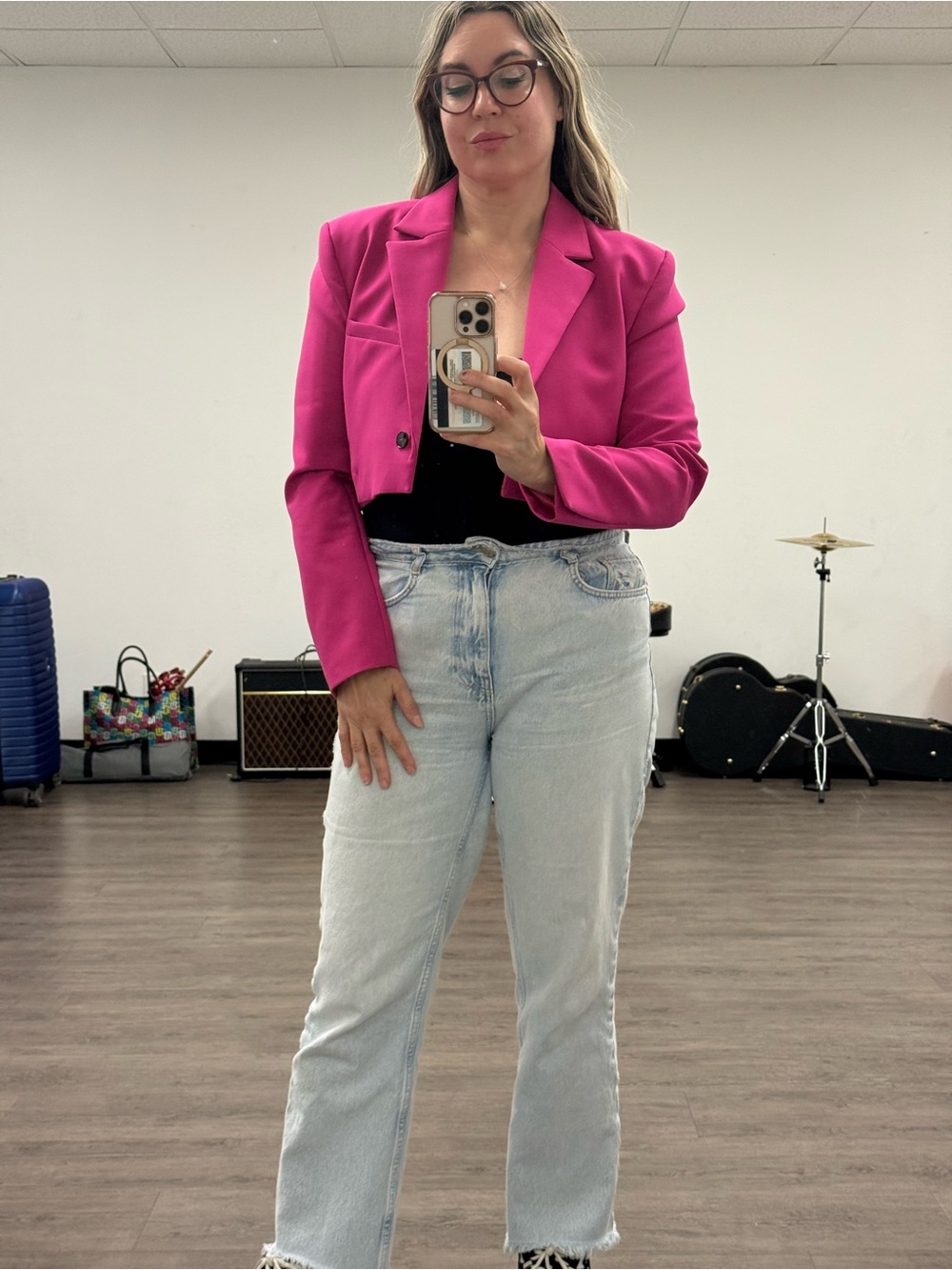 💕Zara Hot Pink Cropped Lined Blazer XL Super Cute & Flattering Like New!💕 - Picture 7 of 9